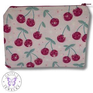 Handmade Zipper Pouch with a Disco Cherries Fabric